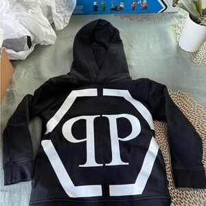 Philip Plein Black Hoodie with White Logo